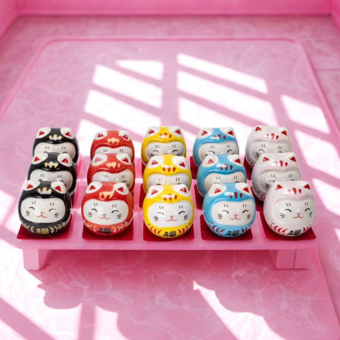 Daruma Cat Figurines 2.5 Inch-Top 30 Decor-Little Fish Co.