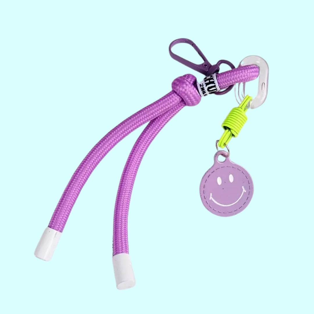 Happy Face Rope Keychain - Purple-Little Fish Co.