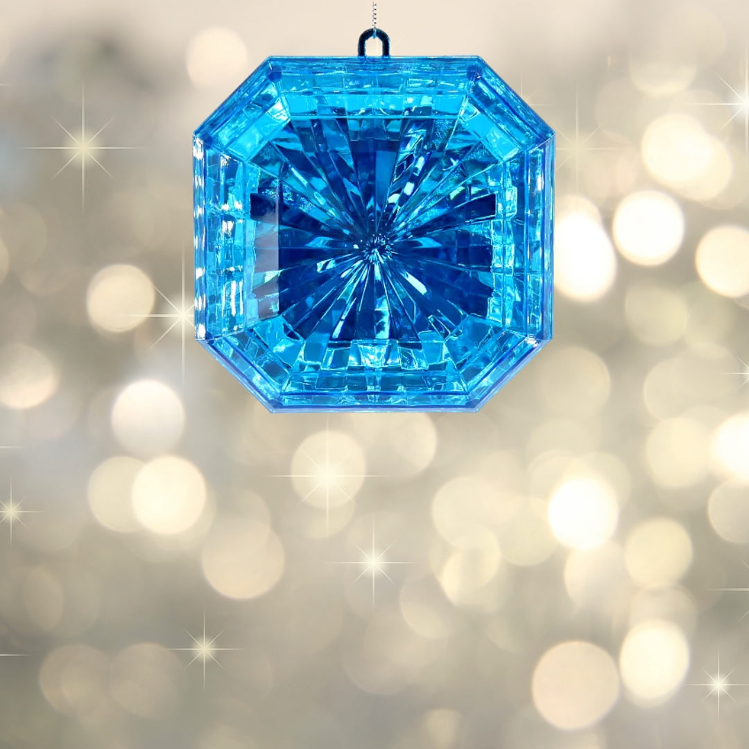 Bedazzler giant Square jewel Christmas tree Ornament Blue-Little Fish Co.