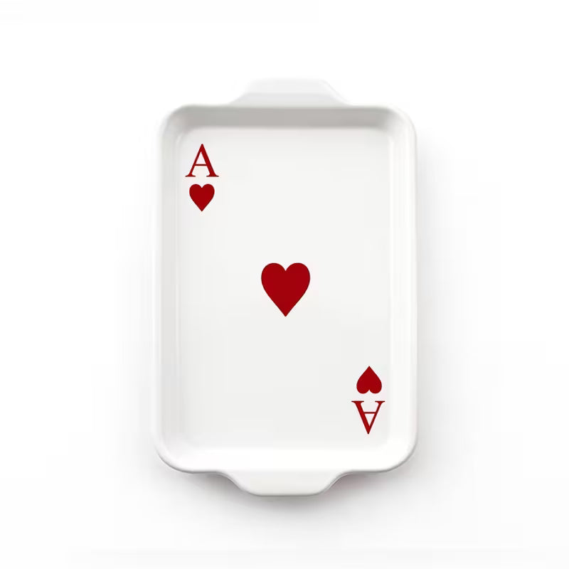 White Ace of Hearts Ceramic Dish