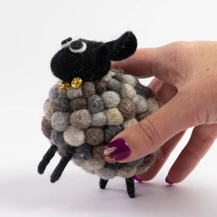 Felt Grey Ball Sheep-Little Fish Co.