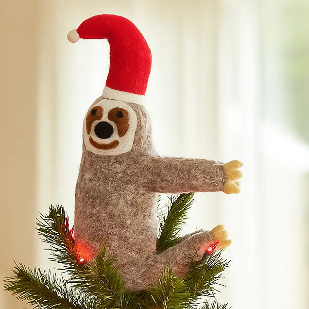 Handmade felt Sloth tree topper