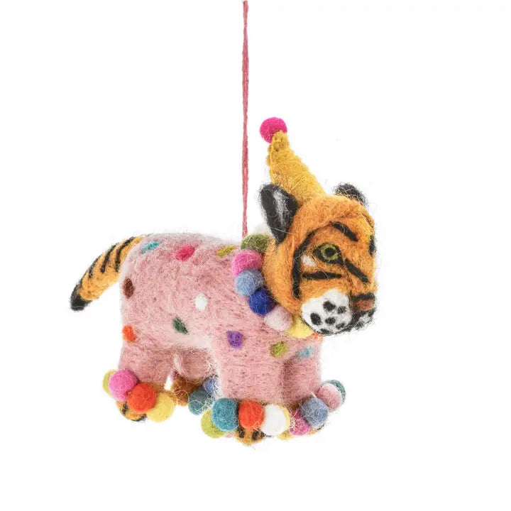 Handmade Felt Fiesta Tiger Hanging Decoration-Top 30 Christmas-Little Fish Co.