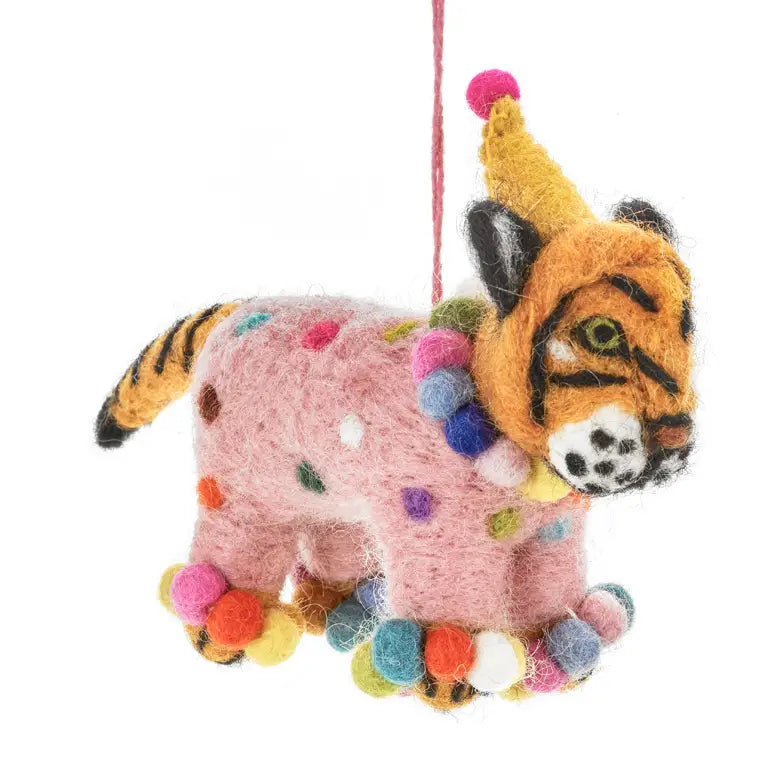 Handmade party felt fiesta Tiger ornament
