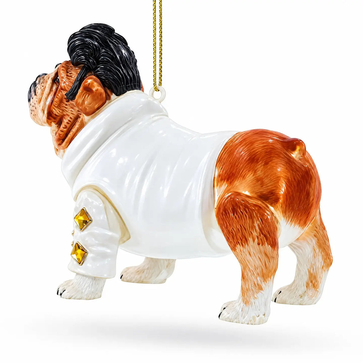 Elvis Rock and Roll Dog  glass ornament handcrafted