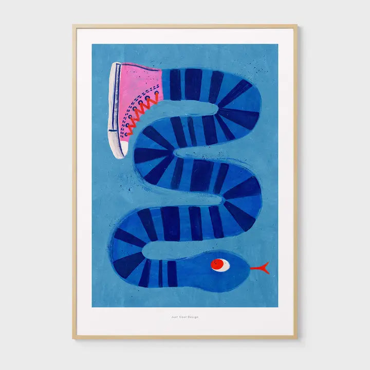 Snake with Sneakers illustration A3 Art Print-Art-Little Fish Co.