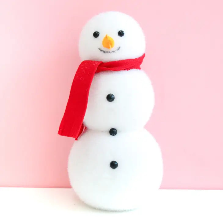 Flocked Snowman Decorations 12” -Red-Little Fish Co.