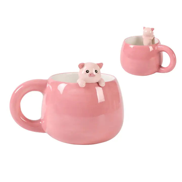 Ceramic Mug with Piggy Charm