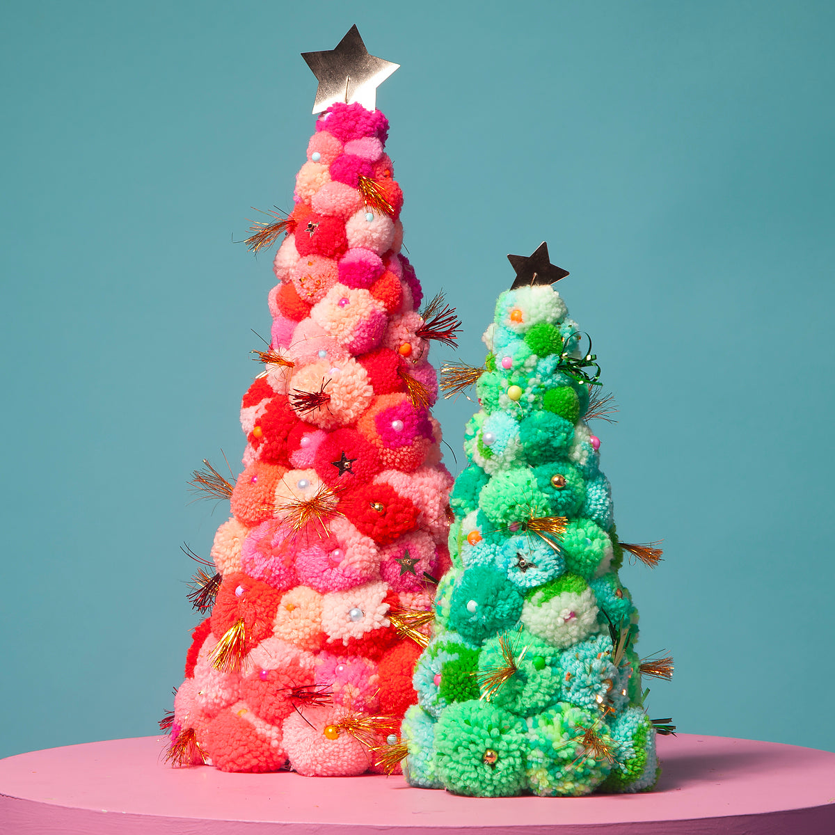 Pom Pom handmade tree Pink /Orange S/L-Little Fish Co.