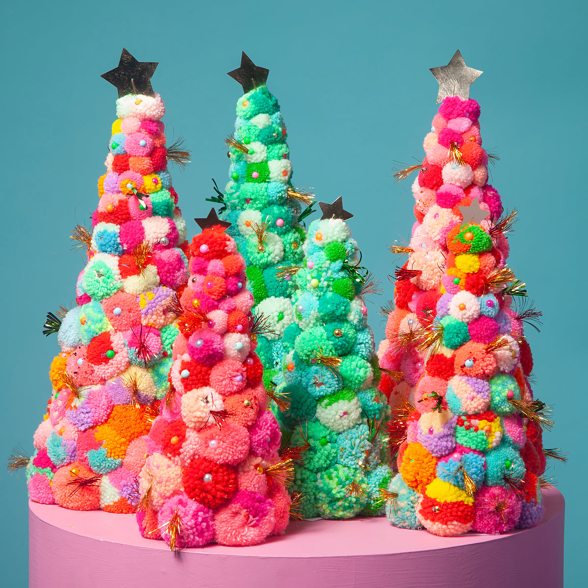 Pom Pom handmade tree Multi S/L-Little Fish Co.