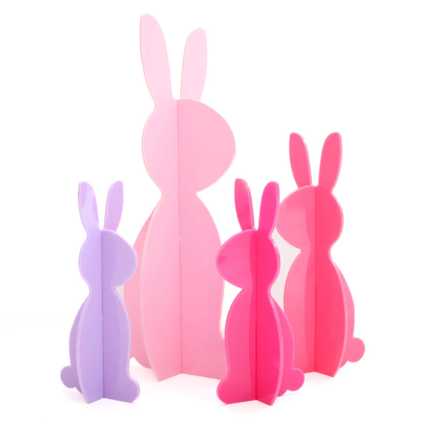 Set of 4 Acrylic Bunny in Pinks Lilac-Fun-Little Fish Co.