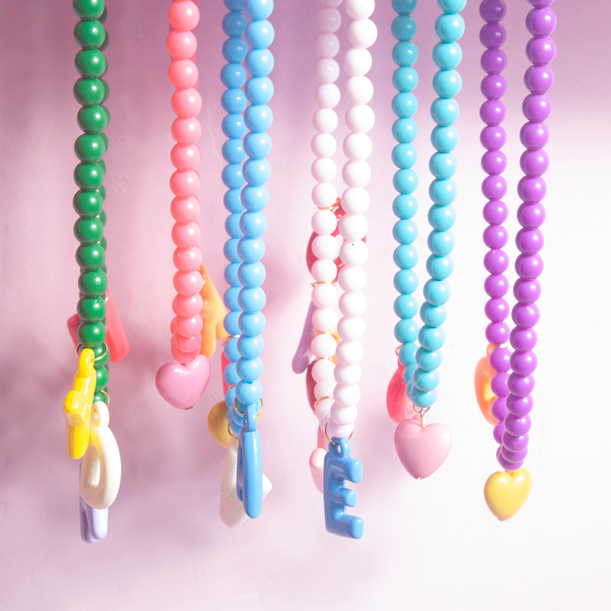 Bubble Initial charm necklace- Purple