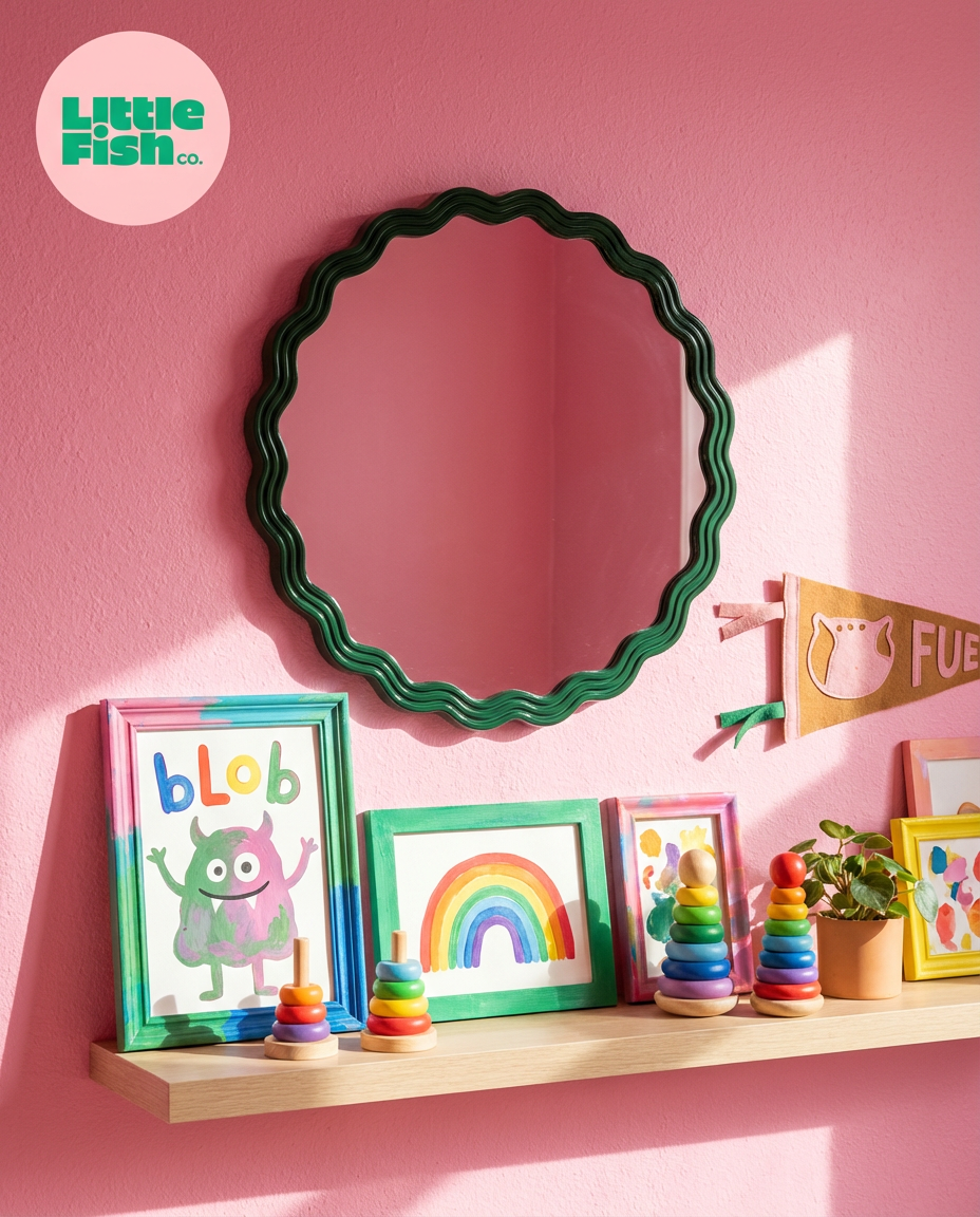 The Atlantis Wave Mirror - Mustard-Little Fish Co.