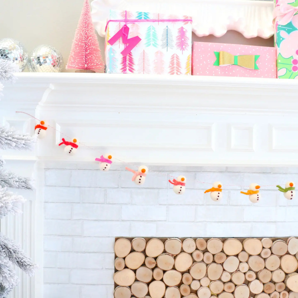 Snowman felt garland