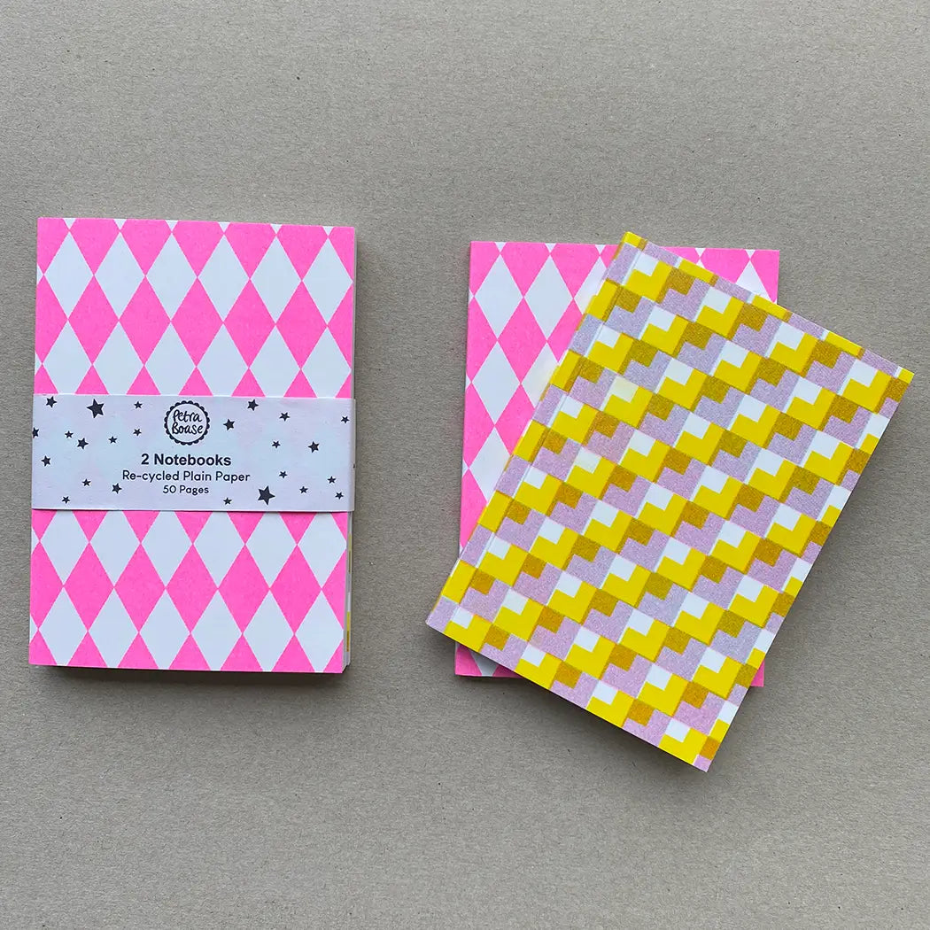 Riso Printed Notebooks - Lilac/Yellow/Hot Pink-Stationary-Little Fish Co.