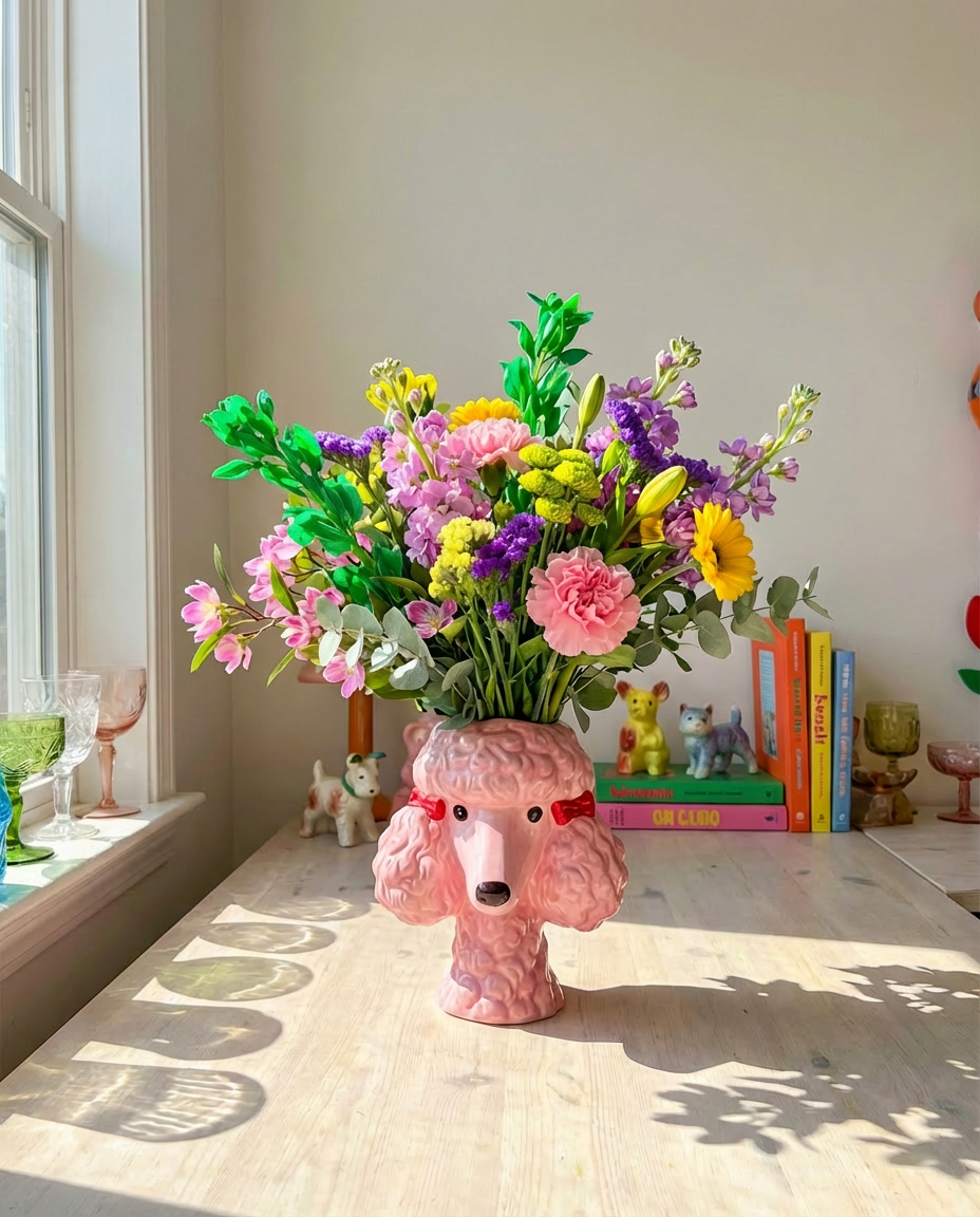 Benjita Pink Poodle Vase