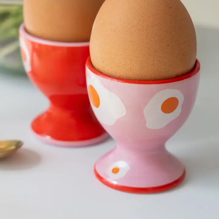 Set of 2 Egg Cups Pink / Red