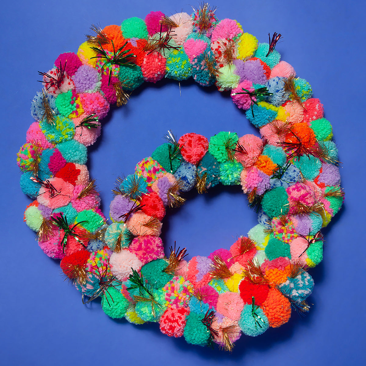 Large Pom Pom wreath with metallic - Multi-Little Fish Co.