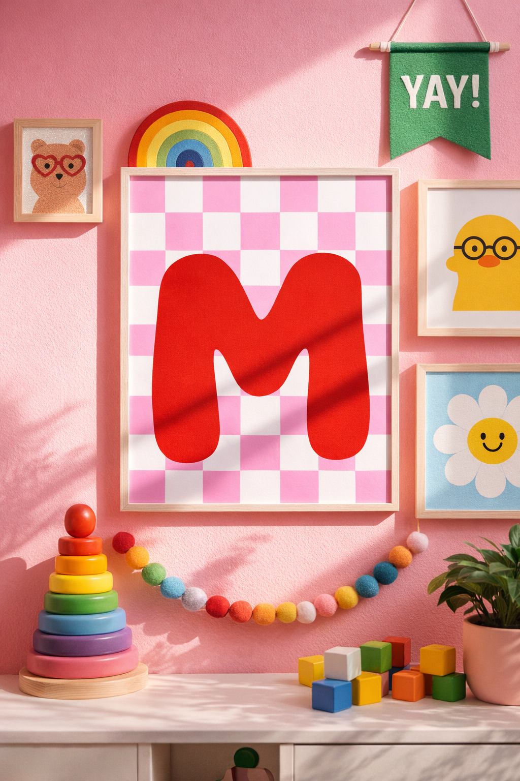 Check Mate Initial Print Letter M-Top 30 Art-Little Fish Co.