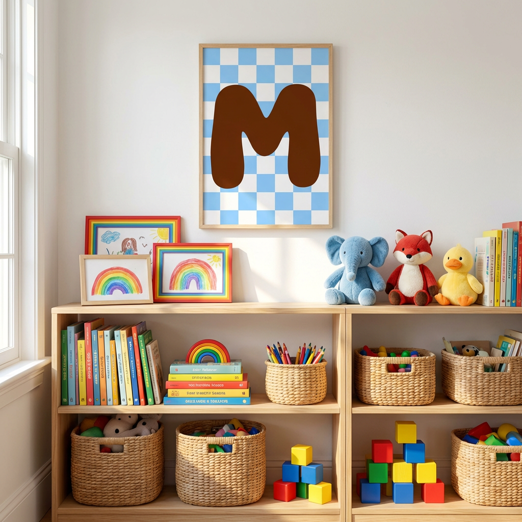 Check Mate Initial Print Letter M-Top 30 Art-Little Fish Co.