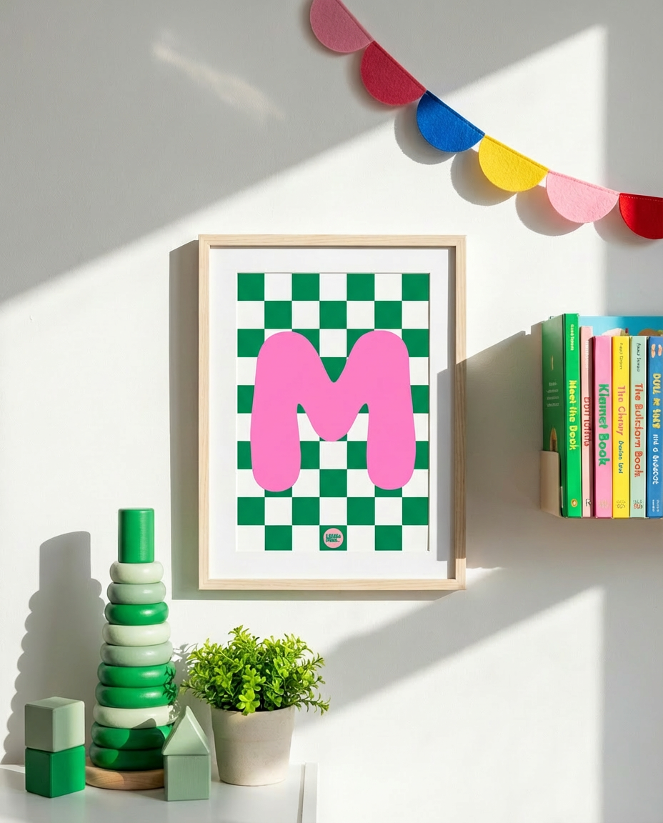 Check Mate Initial Print Letter M-Top 30 Art-Little Fish Co.