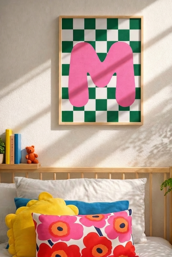 Check Mate Initial Print Letter M-Top 30 Art-Little Fish Co.