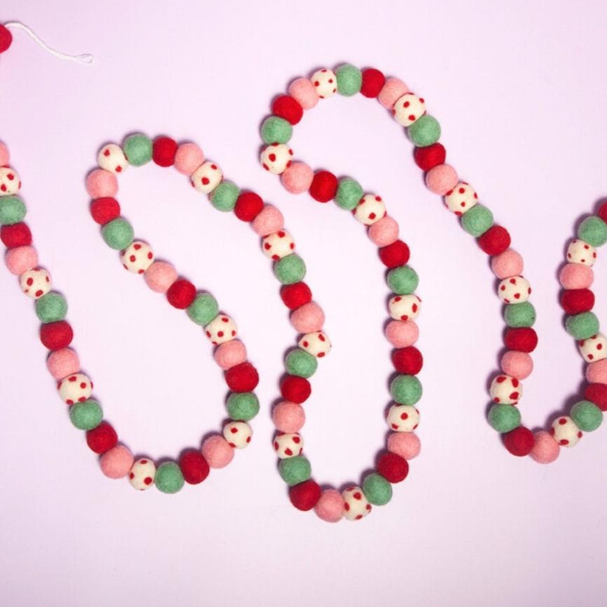 Peppermint crisp Felt Christmas garland-Top 30 Christmas-Little Fish Co.