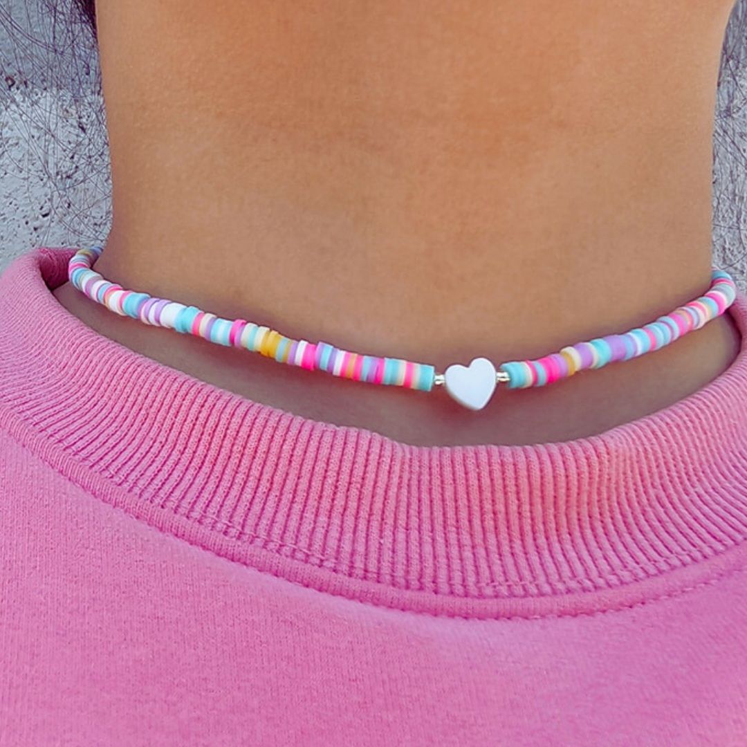Summer Surfer necklace with pearl heart-Little Fish Co.