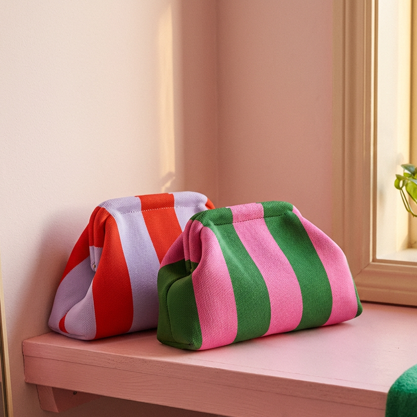 Its back! Striped ANYTHING bag - Apple / Pink