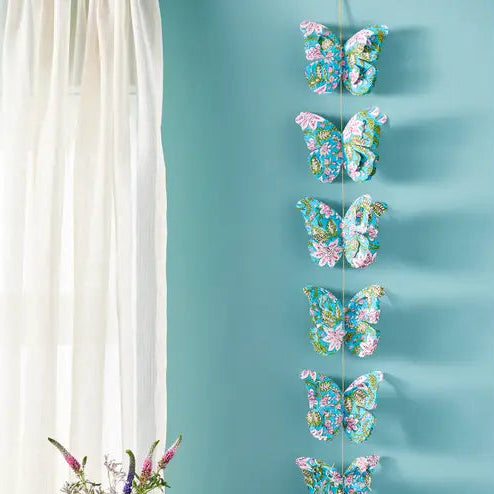 Block print handmade garland - Lilly butterfly-Little Fish Co.