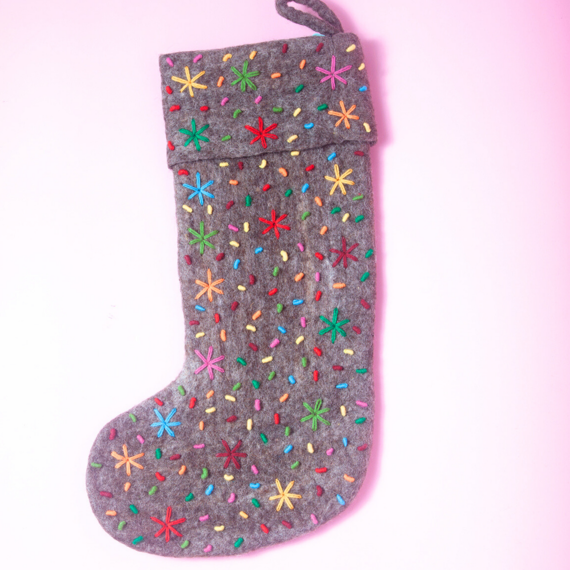 felt Christmas blue with brown with embroiderery-Fun-Little Fish Co.