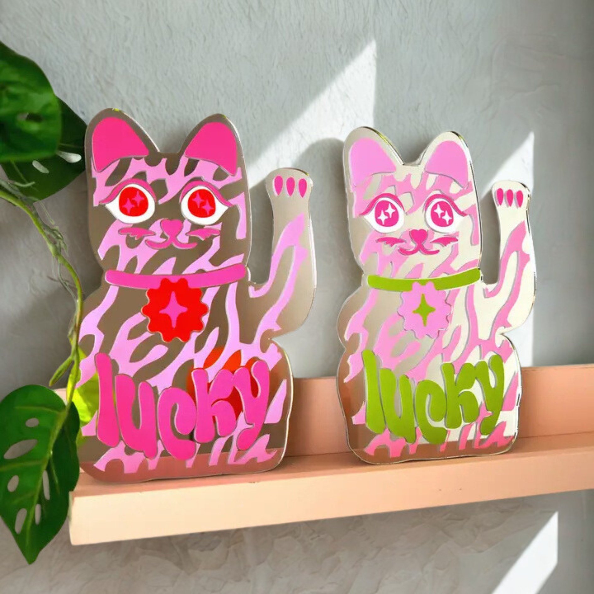 Pink Lucky Cat Mirror-New Arrivals 2025-Little Fish Co.