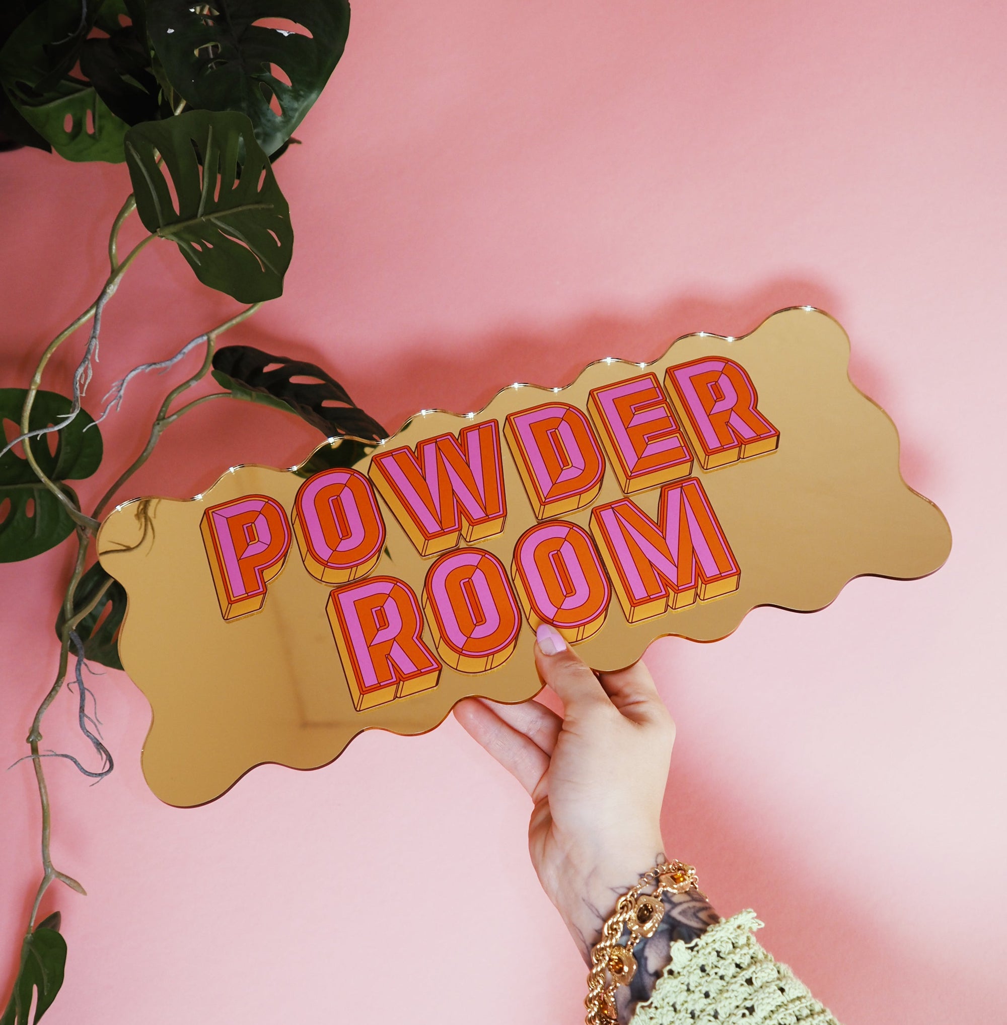 Powder room- wavy gold gold-Little Fish Co.