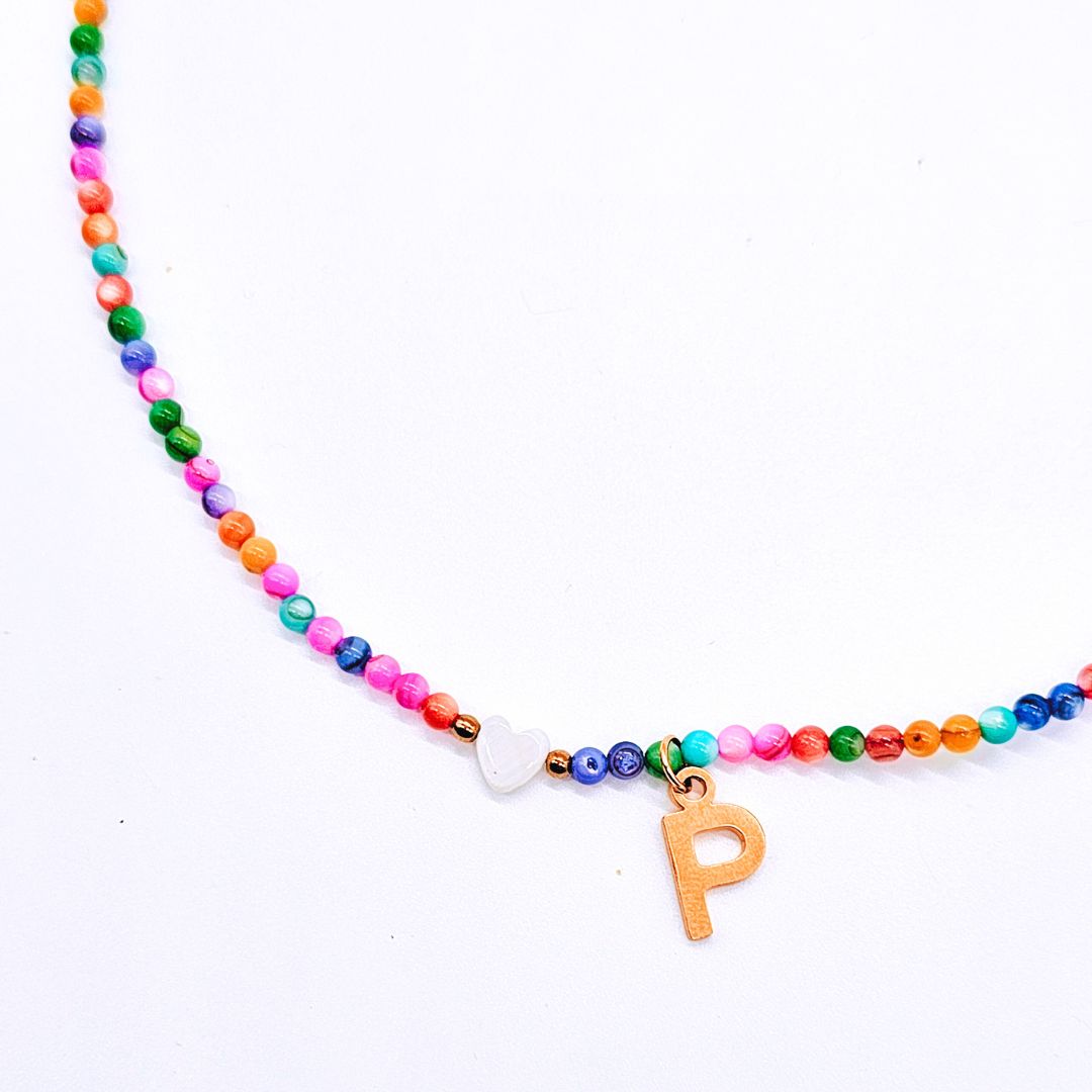 Initial shell bead necklace-Little Fish Co.