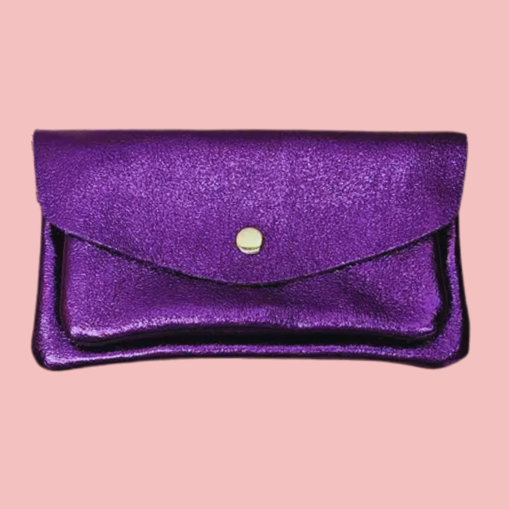 Metallic leather wallet - Violet-Little Fish Co.