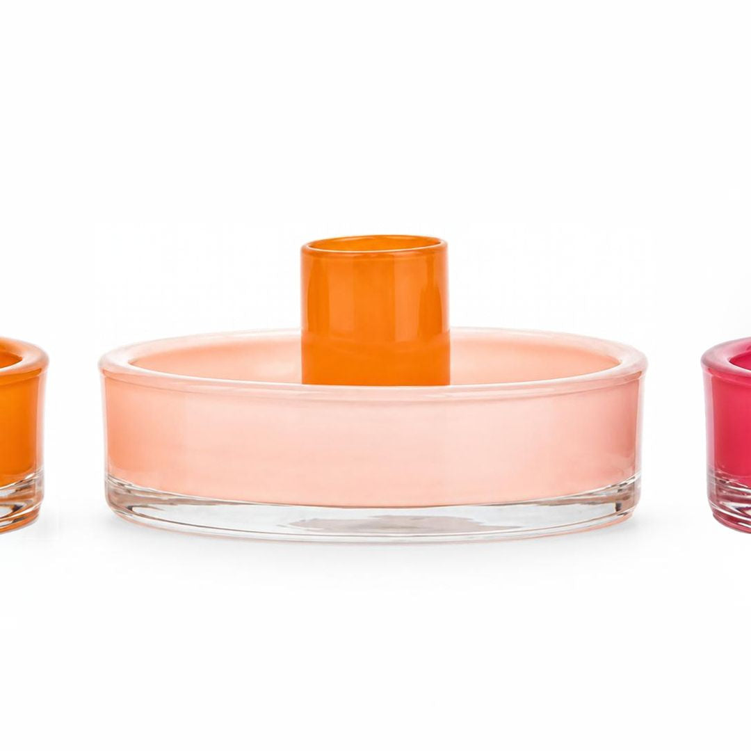Round Glass candle holder  colours assorted