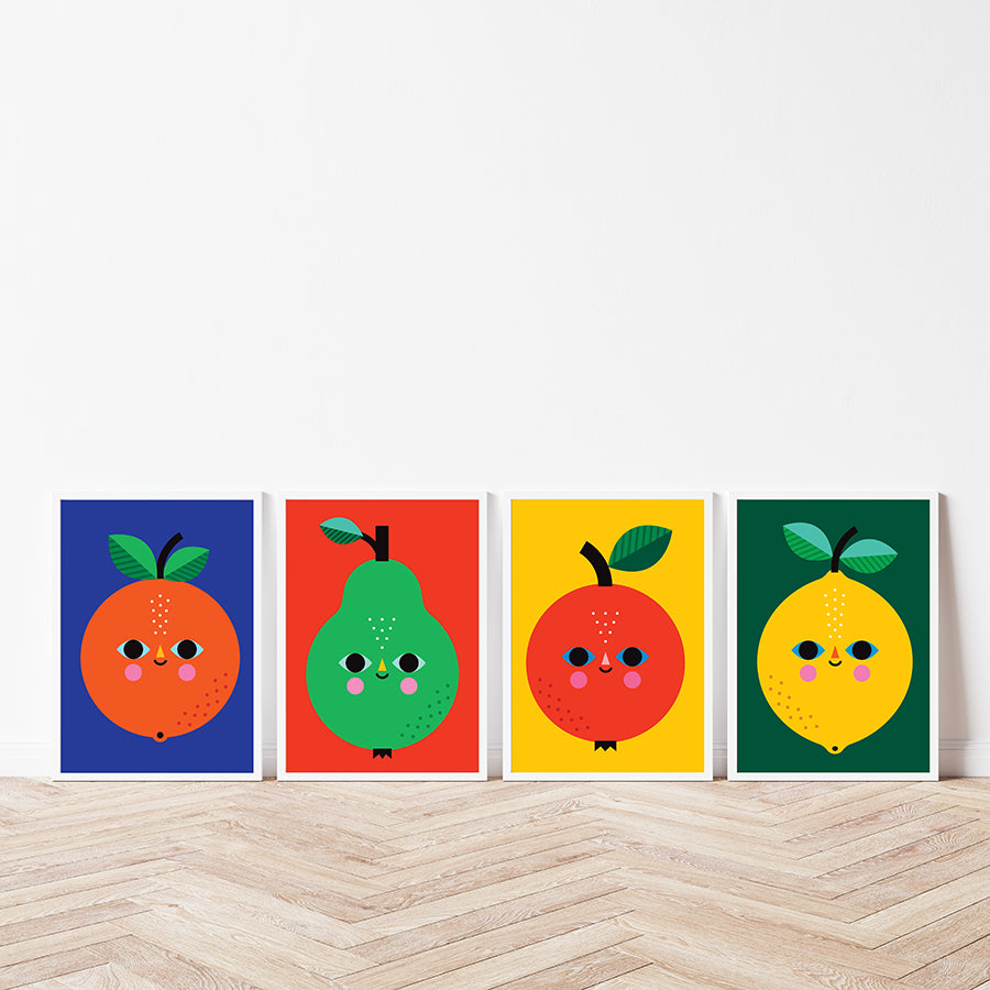 Set of 4 fruit Prints - Little Fish Co x Vanja Kragulj-Art-Little Fish Co.