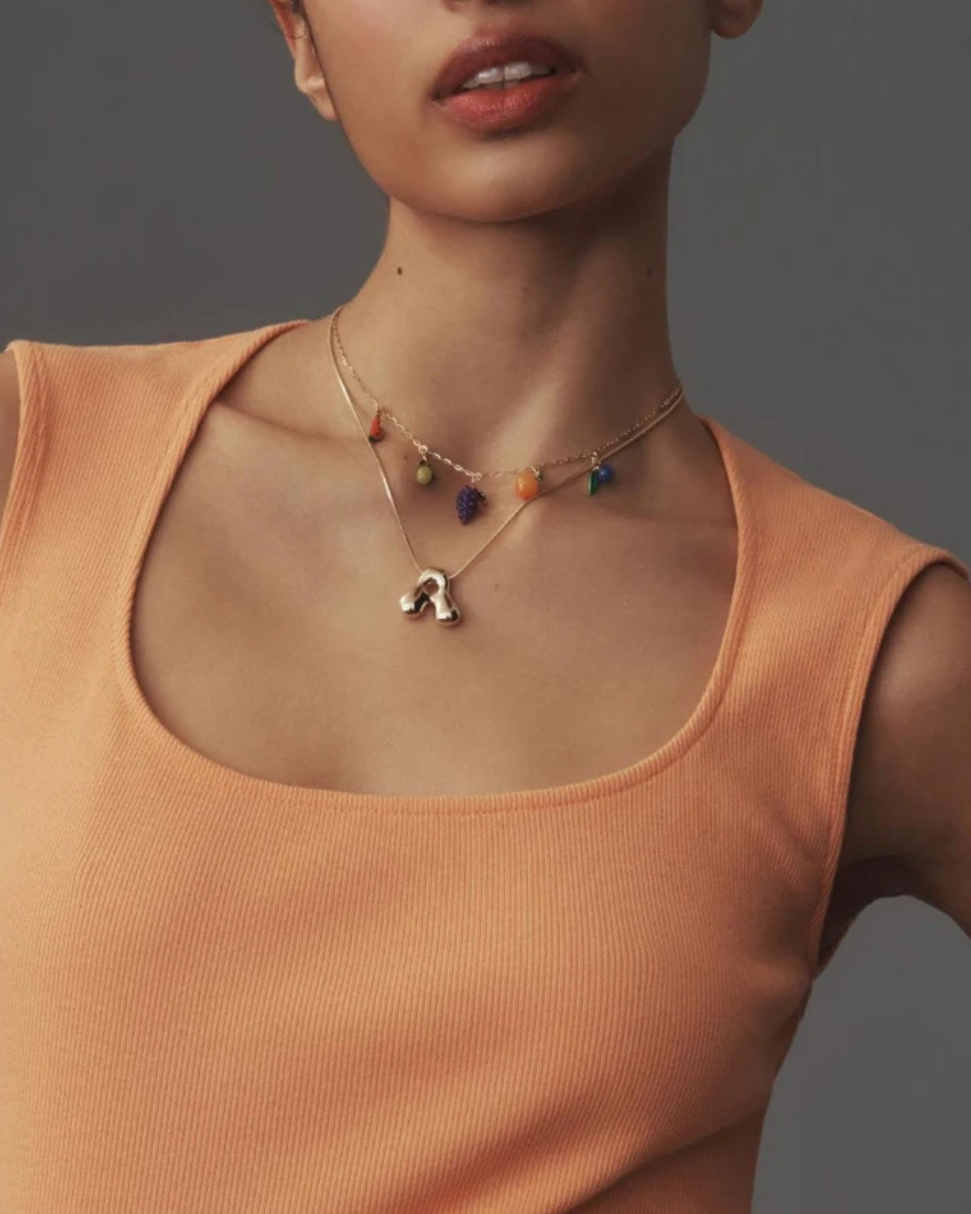 The Goldie - Bubble Initial necklace