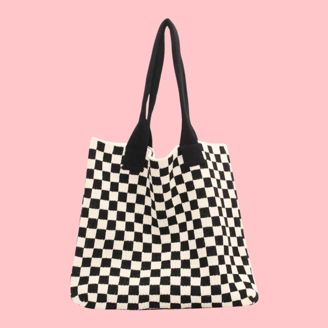 Alice in Wonderland knitted shopper Black / White-New Arrivals-Little Fish Co.