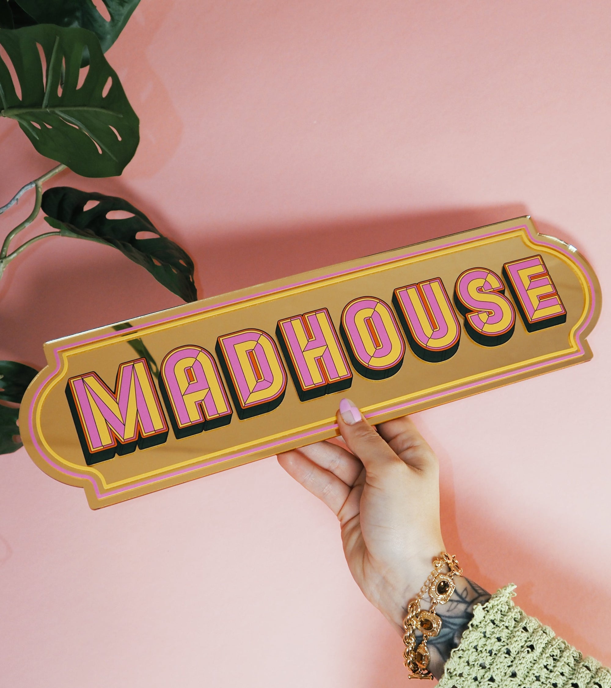 Mad house- gold rectangle mirror-Little Fish Co.