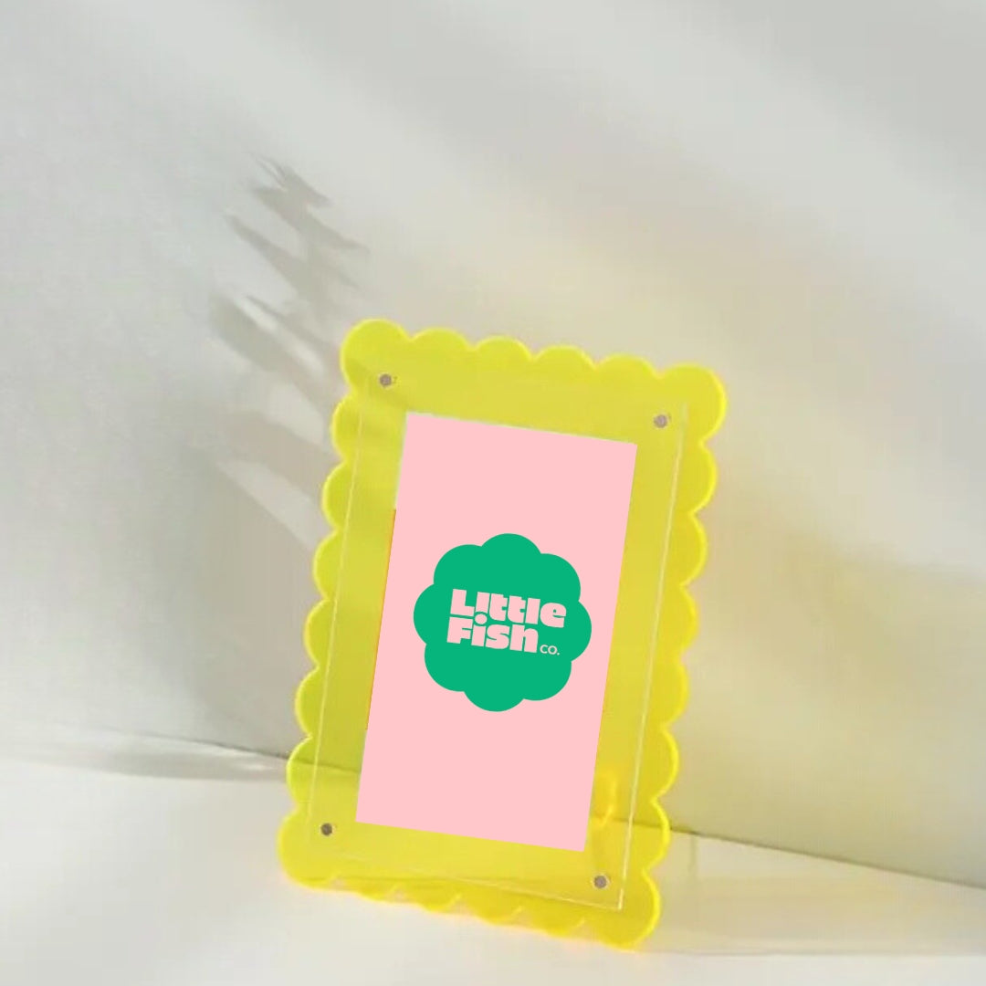 Acrylic Scallop photo fame in Neon Yellow-New Arrivals-Little Fish Co.