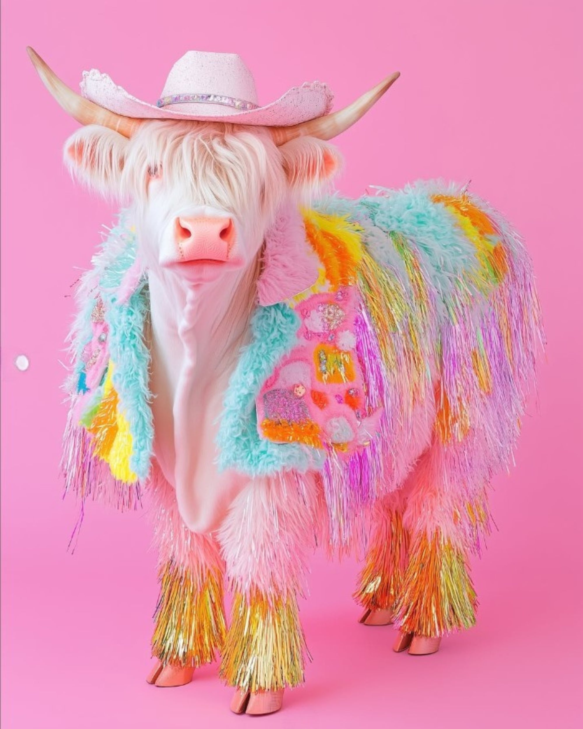 Disco Cow Print with Fringe print-Top 30 Art-Little Fish Co.