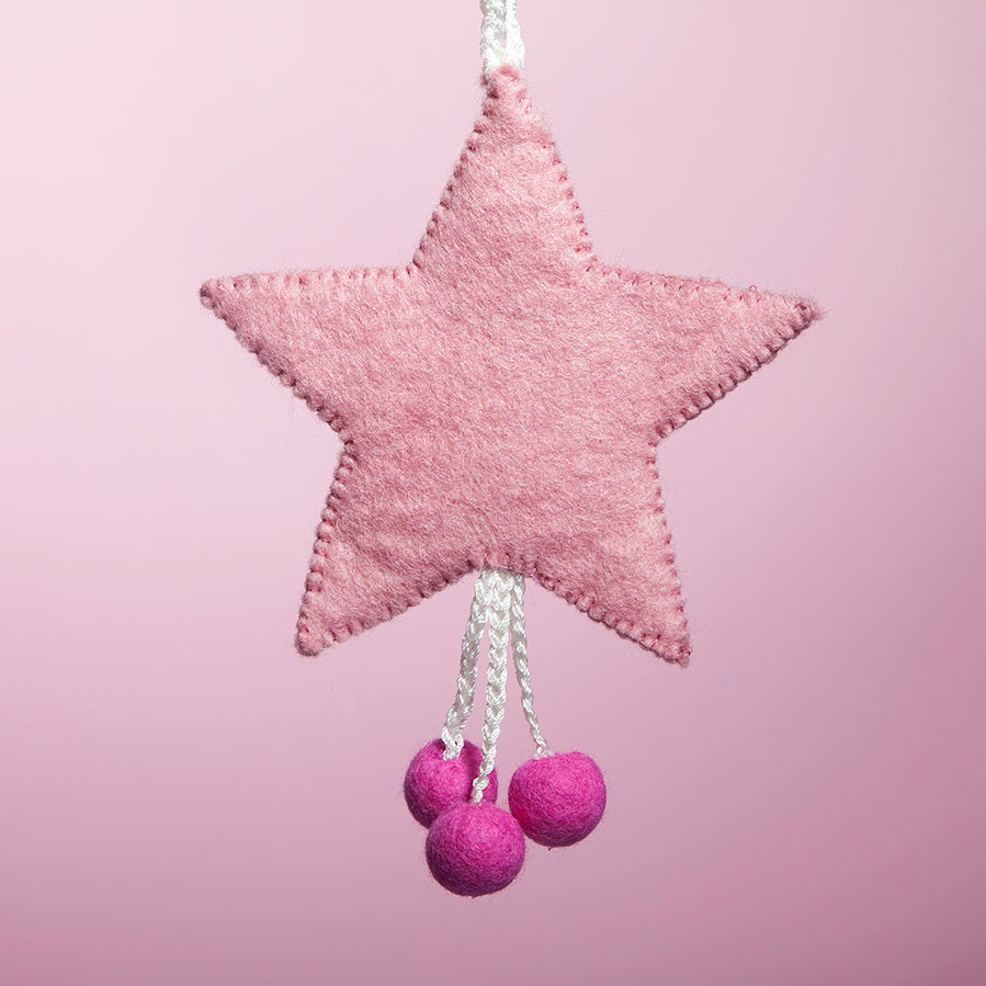 Felt Star Wall hanging - Light Pink Fuchsia-Little Fish Co.