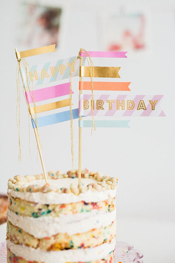 Birthday Flag cake toppers ( pack of 2)-Fun-Little Fish Co.
