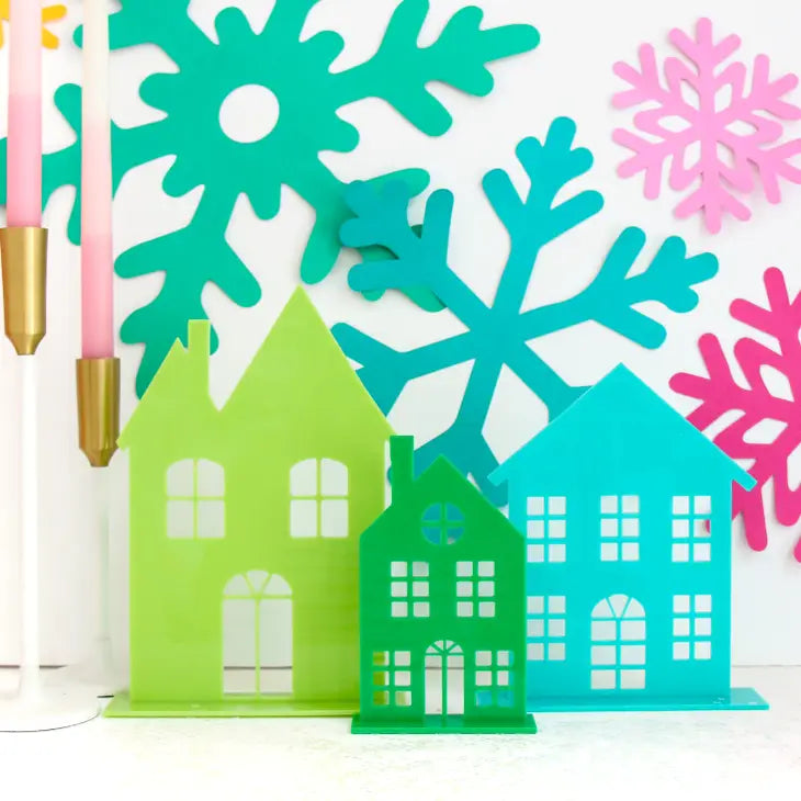 Green and Blue Acrylic Holiday house-Little Fish Co.