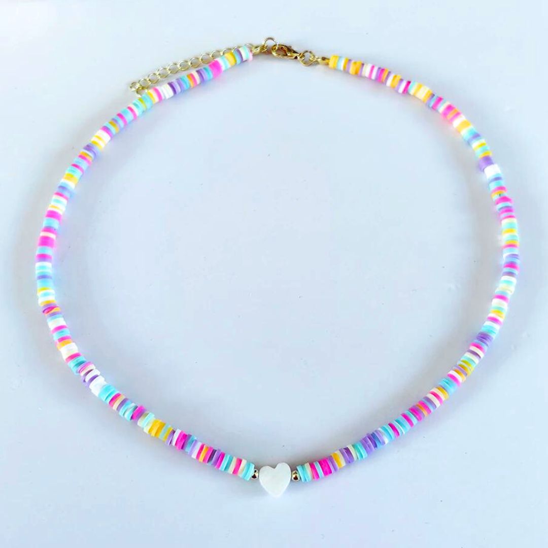 Summer Surfer necklace with pearl heart-Little Fish Co.