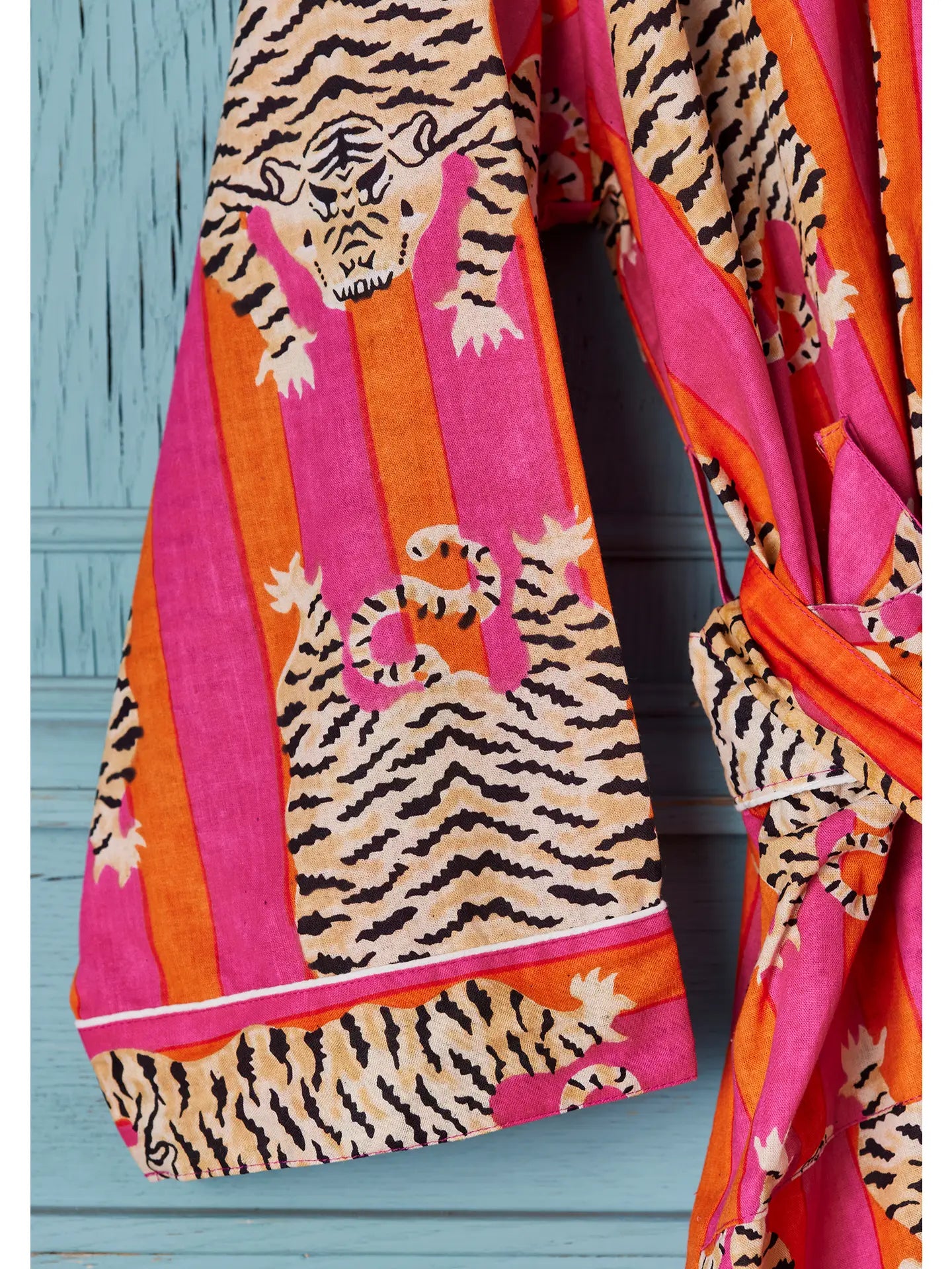 Tiger Stripe Gown Cotton Red / Orange-Little Fish Co.