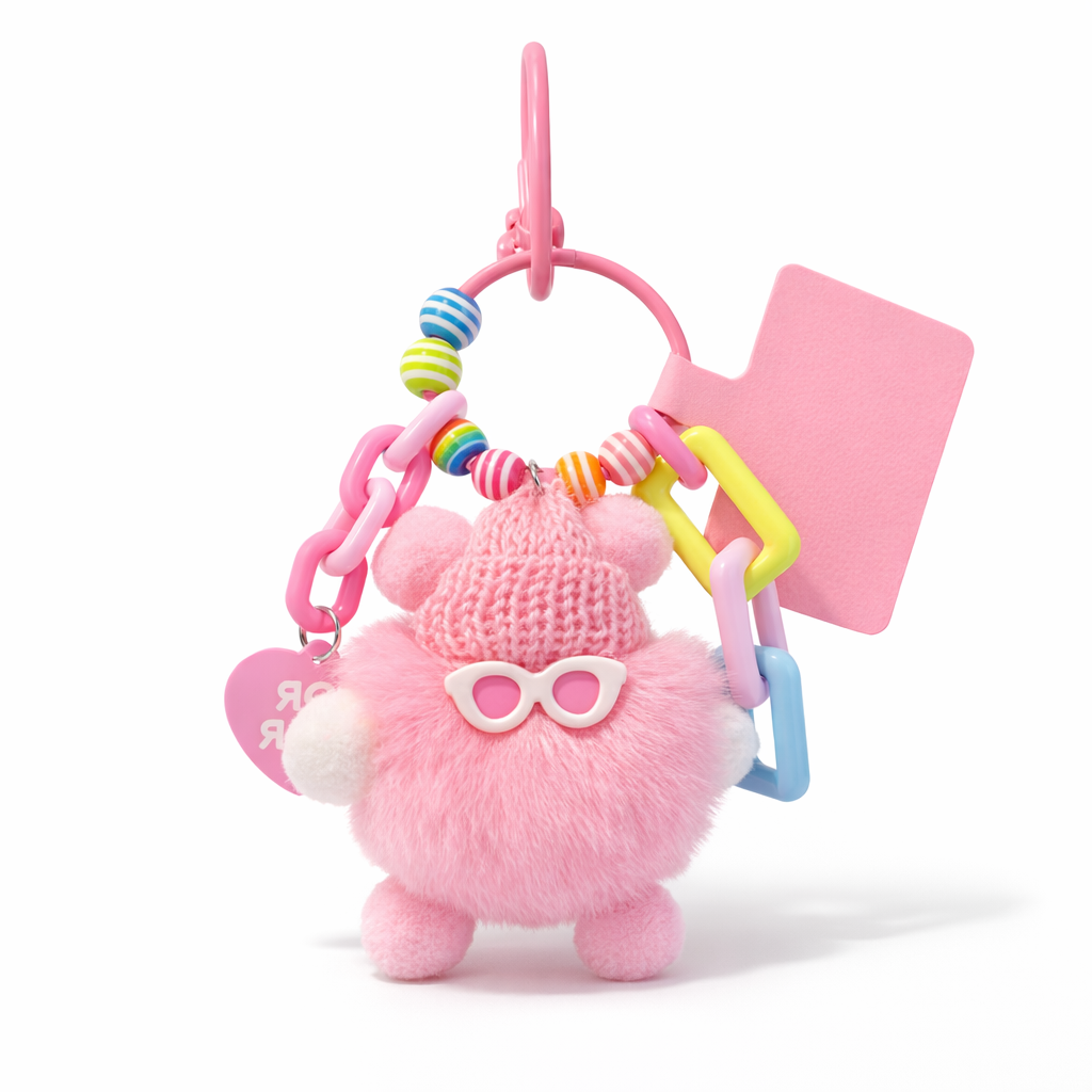 Plush pom pom with sunnies Bag Charms - Colours assorted