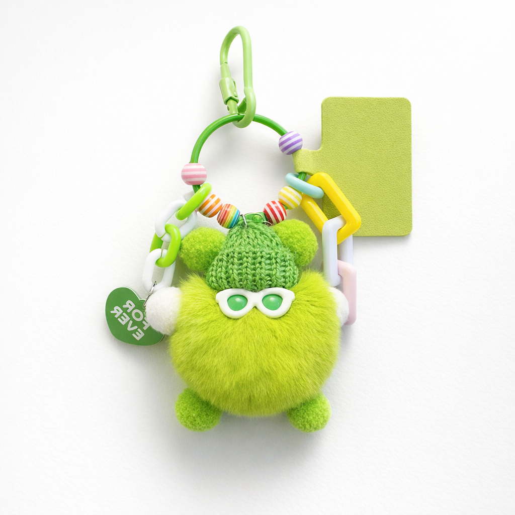 Plush pom pom with sunnies Bag Charms - Colours assorted