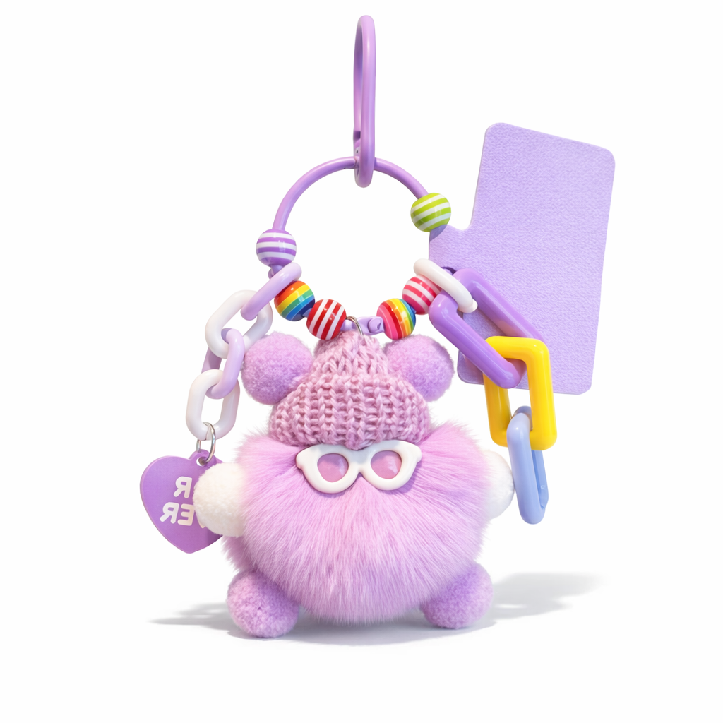 Plush pom pom with sunnies Bag Charms - Colours assorted
